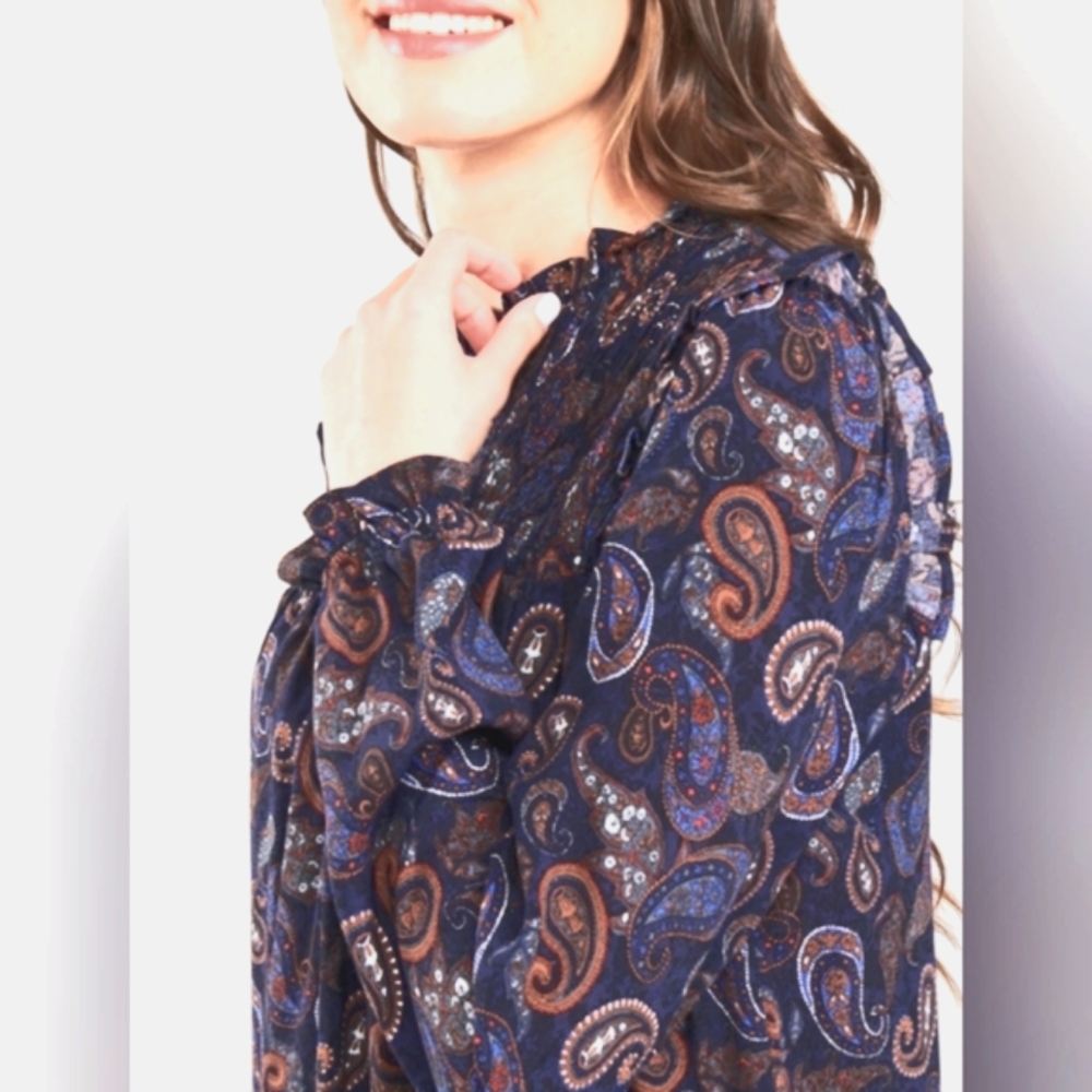(XXS)🎀 Reitmans🎀 Paisley Ruffle Blouse Ptp 18"×L 24"